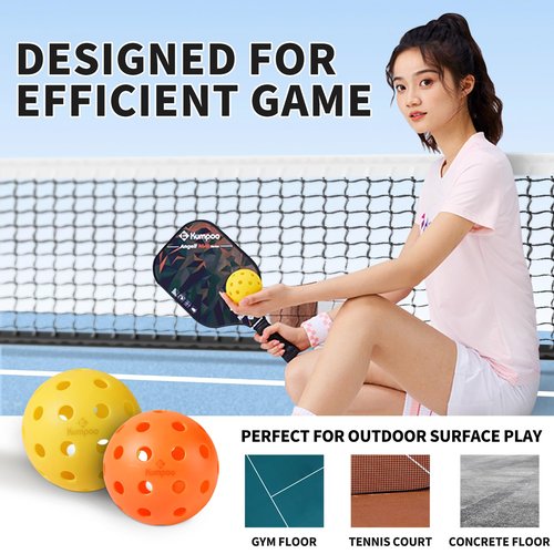 KUMPOO Pickleball Balls Outdoor, 3 Pack - 40 Holes Pickleballs Great Bounce for Pickleball Paddles, Outdoor Pickle Balls Durable for Adults Tournament Play, High Visibility Orange