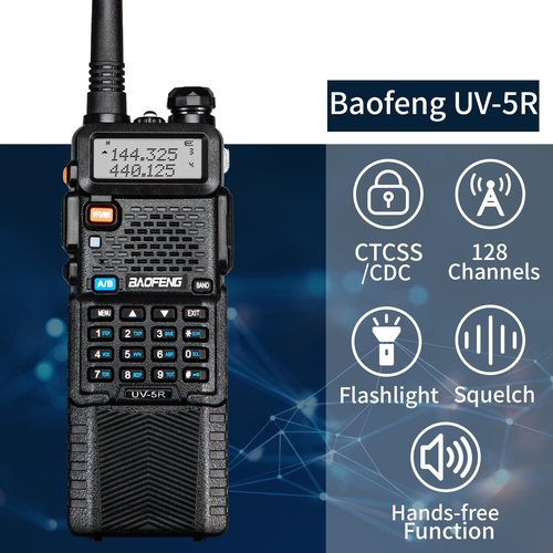 Baofeng UV-5R 8W Tidradio Wireless Programmer Baofeng Bluetooth Two Way Radio Battery and Earpiece for Hunting Survival Gear Battery and Earpiece for Hunting Survival Gear 3800mAh （2PC (Black)