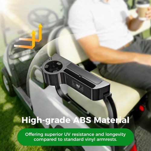 10L0L Golf Cart Armrest with Cup Holder Universal for EZGO Club Car Yamaha No Drilling Required Fits 1.0"/1-1/4" Square Tube Frame Premium Rear Seat Arm Rest with Phone Holder/Storage - Carbon Fiber