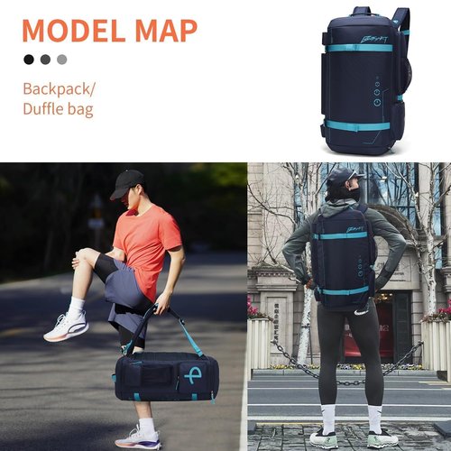 BE SMART 2 in 1 Convertible Gym Duffel Bags with Shoes Compartment - 40L Waterproof Extra Large Workout Backpack for Gym Men, Heavy Duty Sports Duffle Backpacks for Travel, Hiking, Camping, Carry On