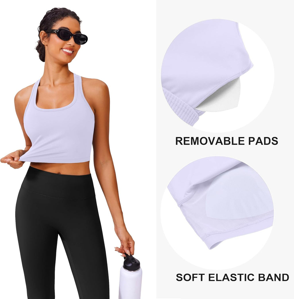 PINSPARK Sports Bra - Longline Racerback Design for Women | Padded Yoga Workout Top