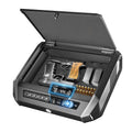 TOPMEDA Gun Safe with LCD Display, ≤0.1s Quick Access Large Handgun Safe for Pistols, Hand Gun Lock Box with Fingerprint, Keypad, Key, Car, Home, Bedside, Nightstand, AA Battery Emergency Power
