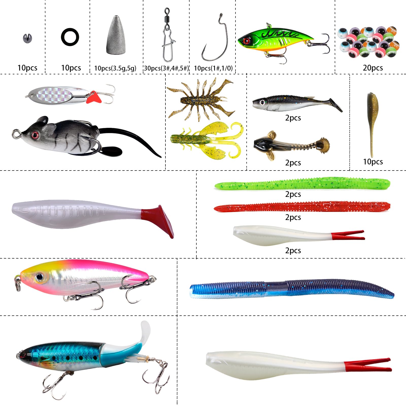 Spotlip 120pcs Tackle Box with Tackle Included, Crankbaits, Spoon, Hooks, Weights & Other Accessories, Fishing Bait Lure Gear Kit Gift for Men Freshwater Saltwater