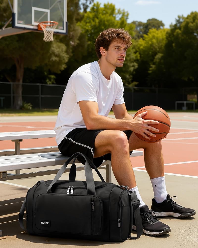 HOTOR Gym Duffle Bag with Shoe Compartment – 20.5" x 11" x 10.6" (Black, Variation: Black+20.5" x 11" x 10.6")