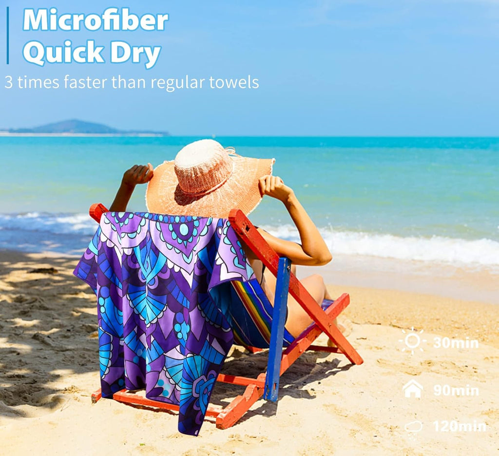 Skiennix Microfiber Beach Towels - Oversized, Lightweight & Sand-Free | 71"x32" - Perfect for Travel & Gym