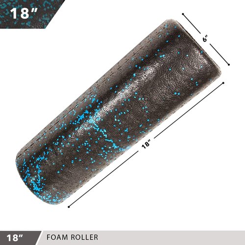 Day 1 Fitness High Density Foam Roller - Sports Massage for Deep Tissue Relief | Speckled Blue, 18”