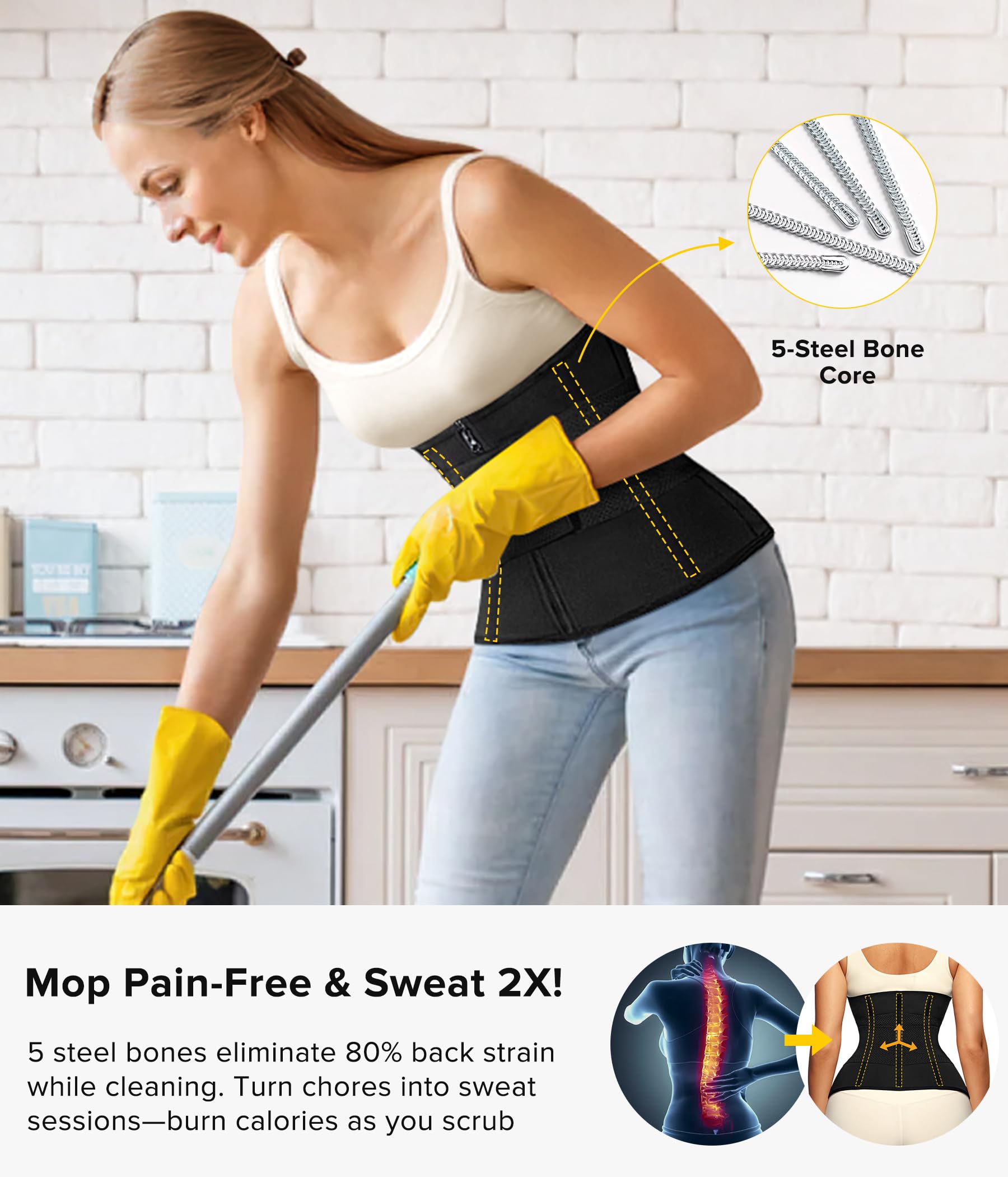 Junlan Sweat Waist Trainer for Women - Sauna Waist Trimmer for Working Out(Blue,X-Large)
