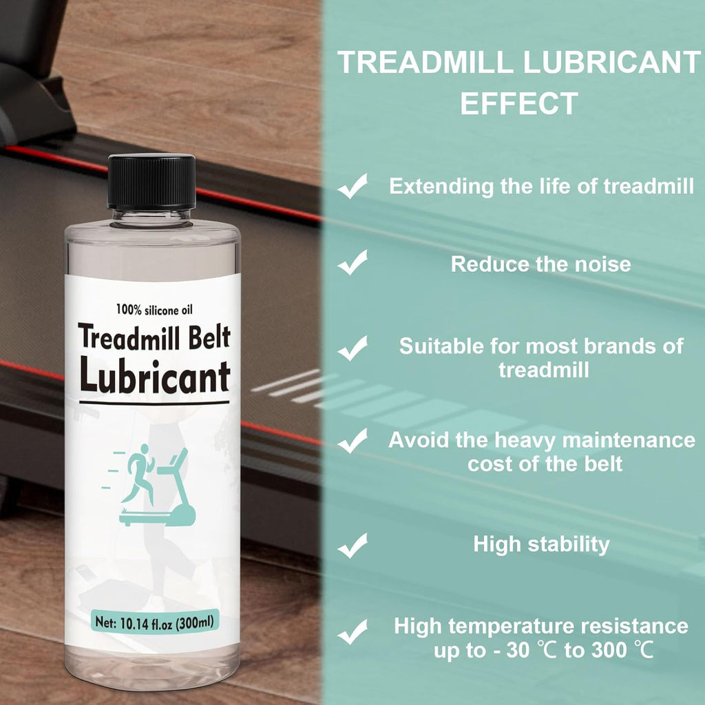 Skiennix Treadmill Lubricant - 100% Silicone Oil with 7.8" Tube & Syringe | 300ml (10.1 oz) for Reduced Friction & Noise