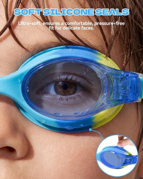 Aegend Swim Goggles for Kids | Anti-Fog Comfort Fit for Ages 3-8 | Perfect for Little Boys & Girls