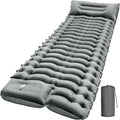 Ultralight Inflatable Sleeping Pad with Built-In Pillow, 78x27x3 in – Ultralight Camp Pad, Grey (Variation: Grey)