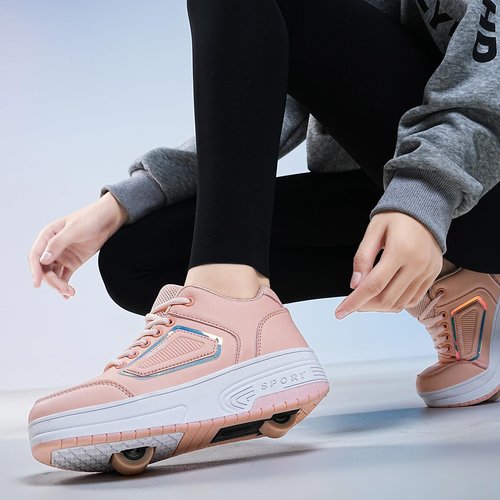 HOVERKICKES Kids Roller Skate Shoes with Detachable Wheels Roller Sneakers for Boys Girls Deformation Wheeled Shoes ﻿