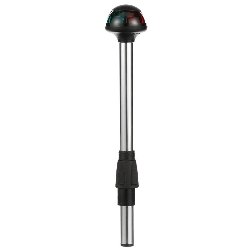 Bi-Color Boat Bow Light 10-Inch Pole - Attwood Pulsar 5090 Series Green & Red (2-Pin Base)