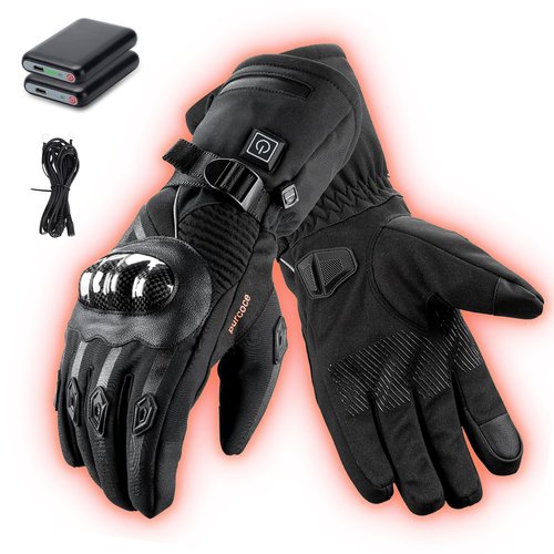 Heated Gloves with 3 Heat Settings for Men Women, 7.4V Rechargeable Battery, Electric Touchscreen Hand Warming Gloves Winter Outdoor Work Hunting Motorcycle Cycling (Black, XL)
