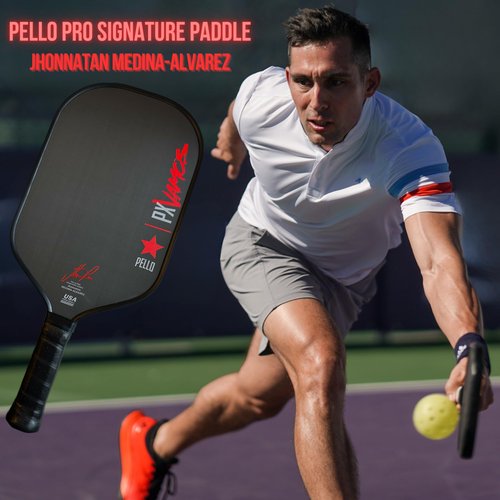 PELLO PXVamos Raw Carbon Fiber Pickleball Paddle | USAPA Approved | Toray 700 Carbon Fiber | Polypropylene Honeycomb Core | Pickle Ball Racquet for Power, Spin and Control (Black)