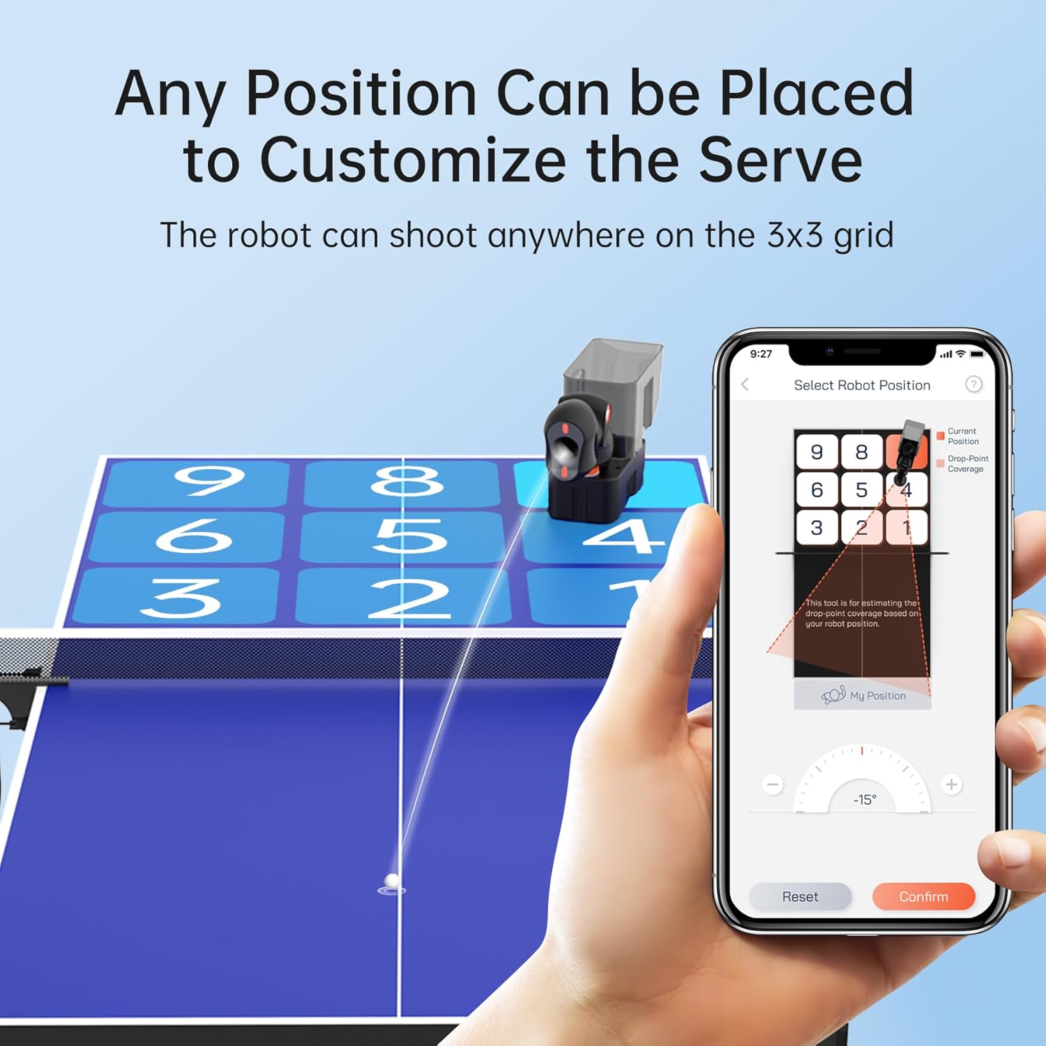 PONGBOT Table Tennis Robot - Remote/App Control with 264 Pre-Saved Drills & Custom Options