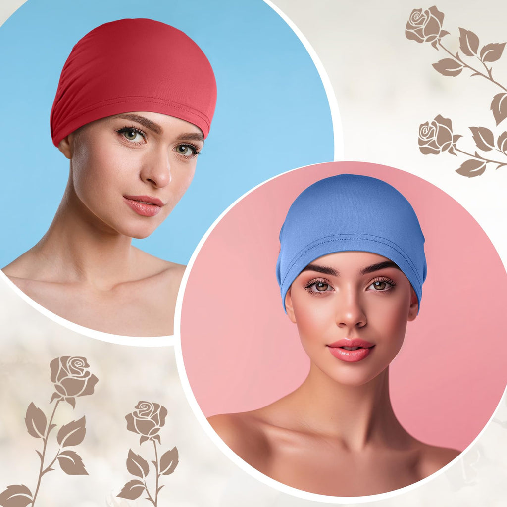 Zhengmy Soft Chemo Headwear for Women, Cotton Lightweight Sleeping Caps, Soft Skull Beanie Hats for Women Hair Loss Head Wrap(Classic Color,12 Pcs)