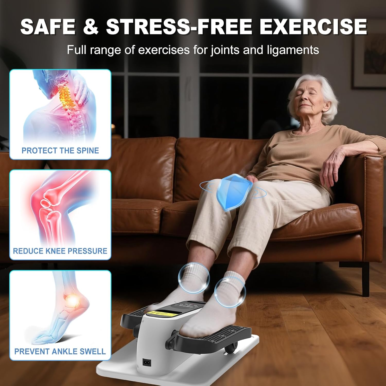 Under Desk Elliptical Machine - Electric Seated Pedal Exerciser for Seniors | 12 Adjustable Speeds