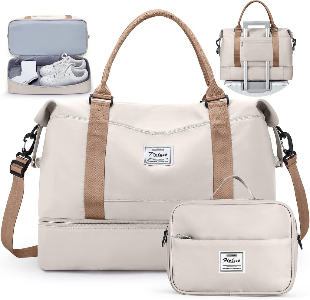 Skiennix Travel Duffel Bag - Shoes Compartment & Carry-On Design | Perfect for Weekend Getaways 18x14x8