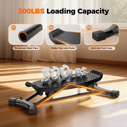 Balance Board for Full Body Workout, Wobble Board with LCD Monitor & Resistance Bands, 300 lbs Capacity Portable Rocker Board for Home Gym, Cardio, Core & Leg Training (Black)