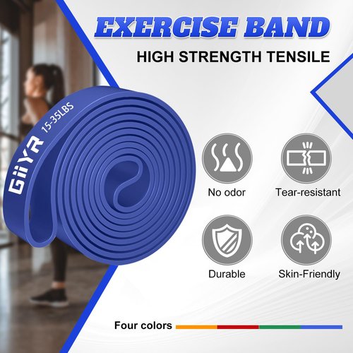 Giiyr Resistance Bands Set for Men & Women - 4 Levels Exercise Band with Door Anchor, Pull Up Bands for Strength Training, Stretching, Powerlifting, Home Workouts (Orange, red, Green, Blue)
