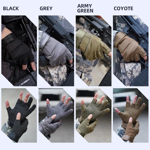 Seibertron S.O.L.A.G-T Tactical Three Fingerless Gloves - Durable Water Resistant Gloves for Sports and Outdoor Adventures Black S