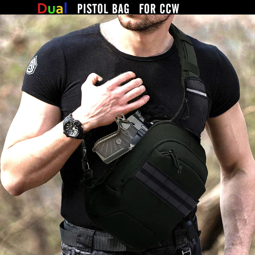 Skiennix Tactical Sling Chest Bag - Compact EDC Shoulder Pack for Concealed Carry | Dual Holster Design
