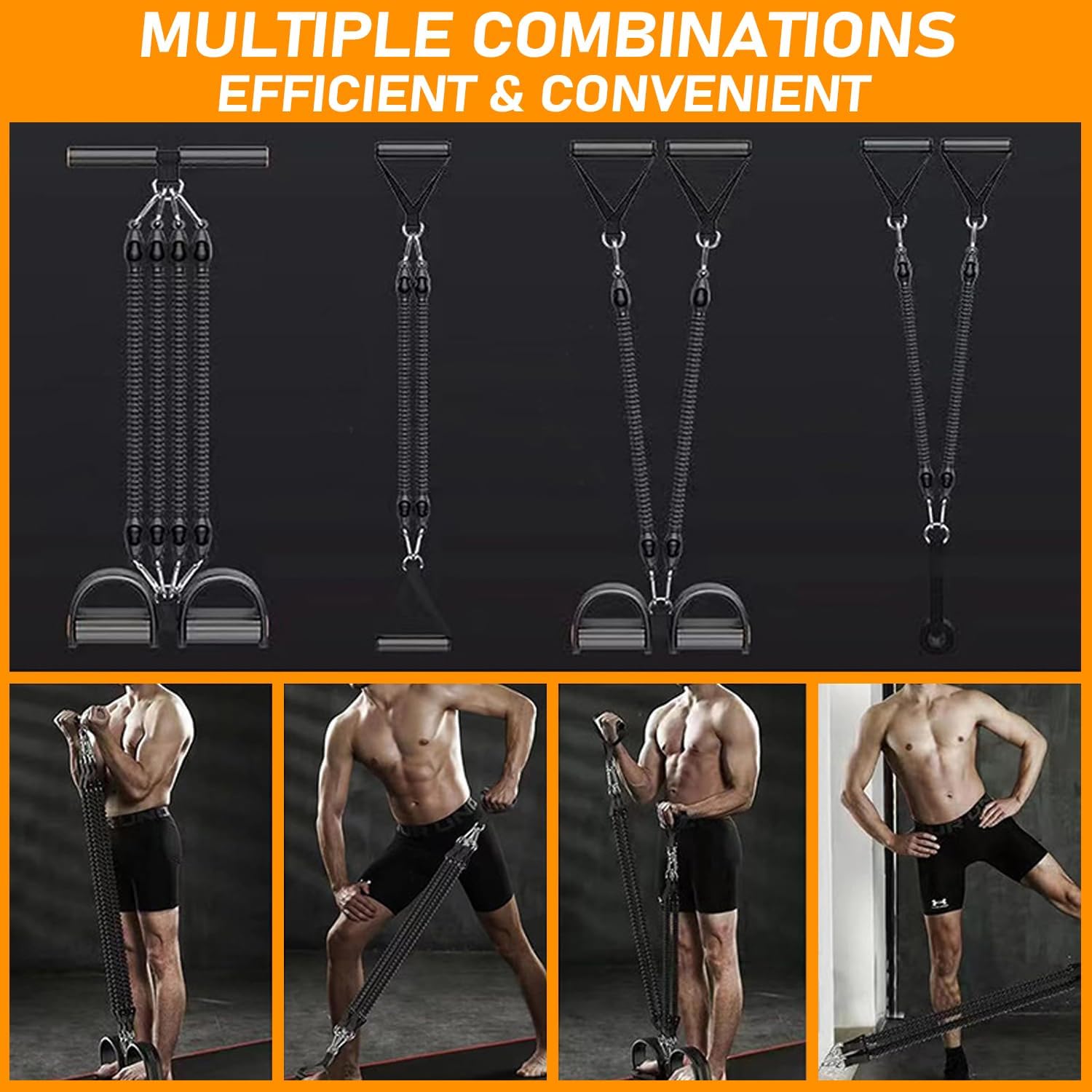 Skiennix Adjustable Foot Pedal Resistance Band - 4-Tube Ankle Puller for Full Body Workouts | Home Gym Equipment