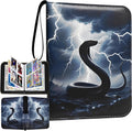 Skiennix Trading Card Binder - Premium 4-Pocket Album with 400 Removable Sleeves | Waterproof Black Serpent Design
