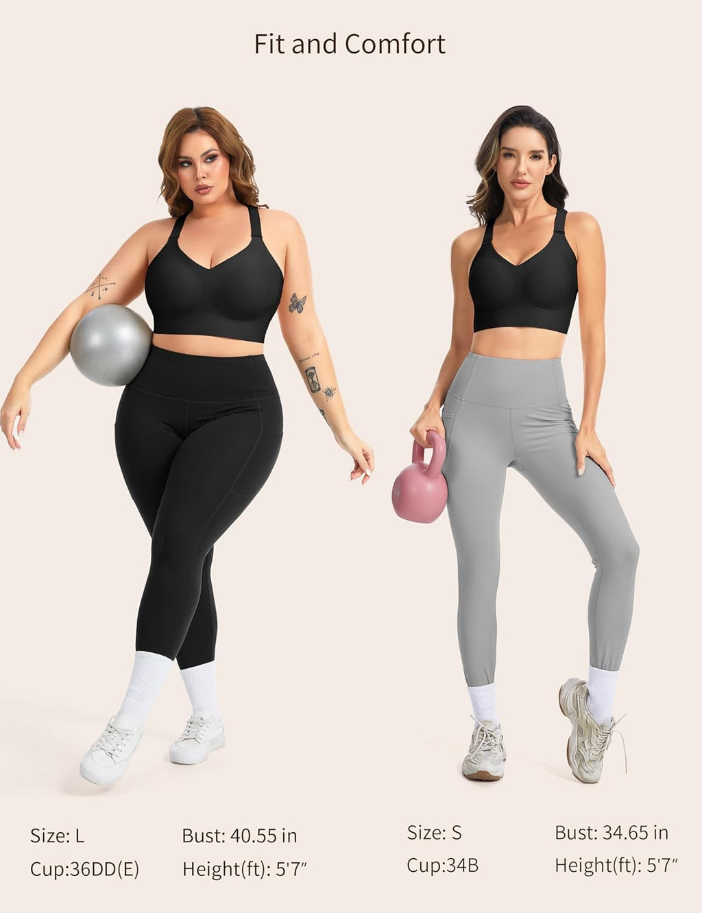 The Gym People Wireless Everyday Bra - Seamless Push-Up Bralette for Comfort & Full Coverage