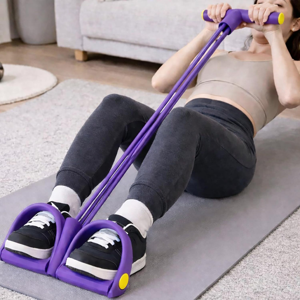 Upgraded Handle Resistance Band - 6 Levels of Tension for Full Body Workout | Durable Abs, Core, Arm & Leg Trainer