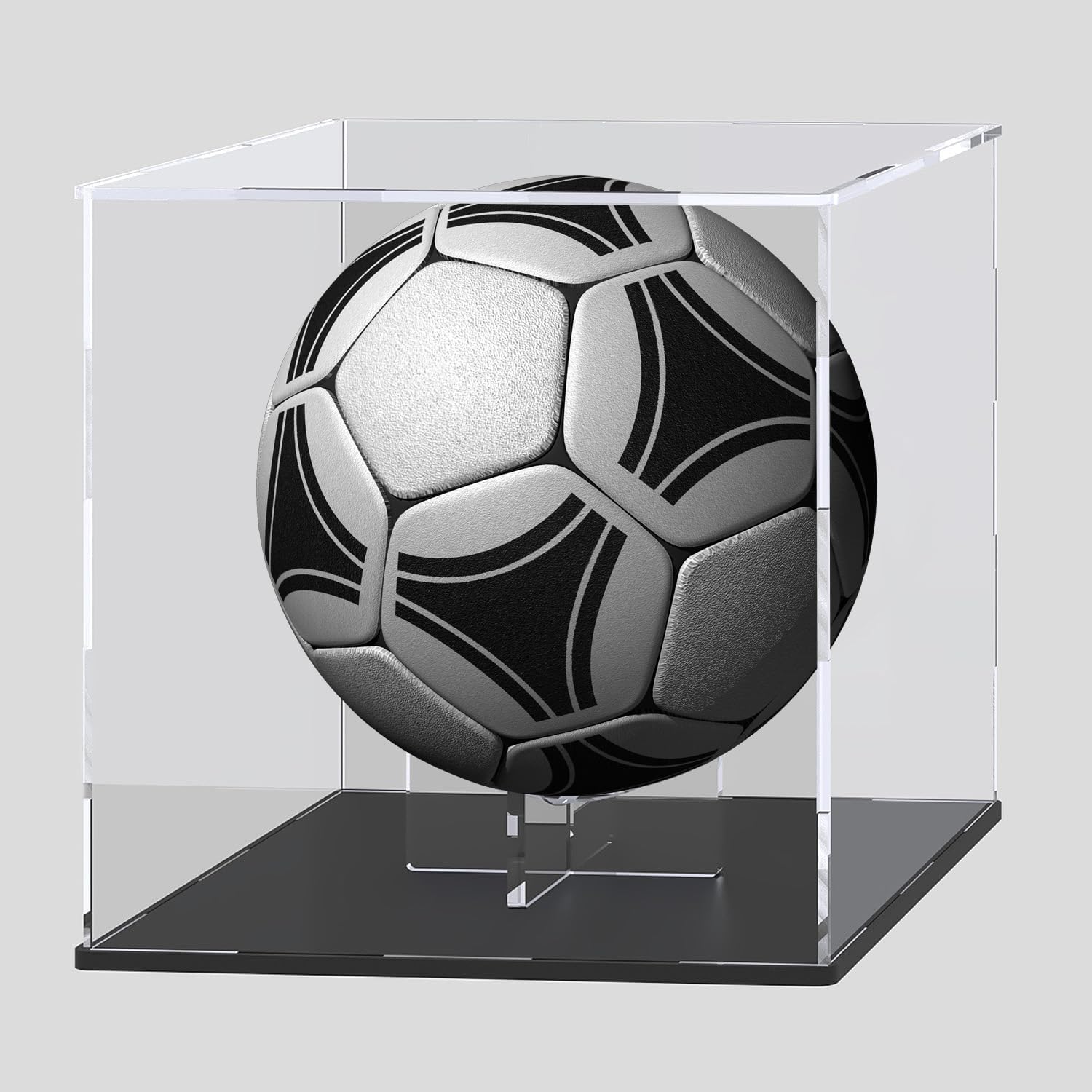 Skiennix Football Display Case - Acrylic Box with Riser Stand for Full-Size Footballs & More