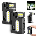 G5 EDC Flashlight – 2Pcs 400 Lumens Super Bright Rechargeable Mini Light with 270°Rotatable Magnet, 3 Modes Dual Light, 1200mAh Portable Flat Pocket Flashlights for Outdoor Camping Daily Carry (2Pcs)