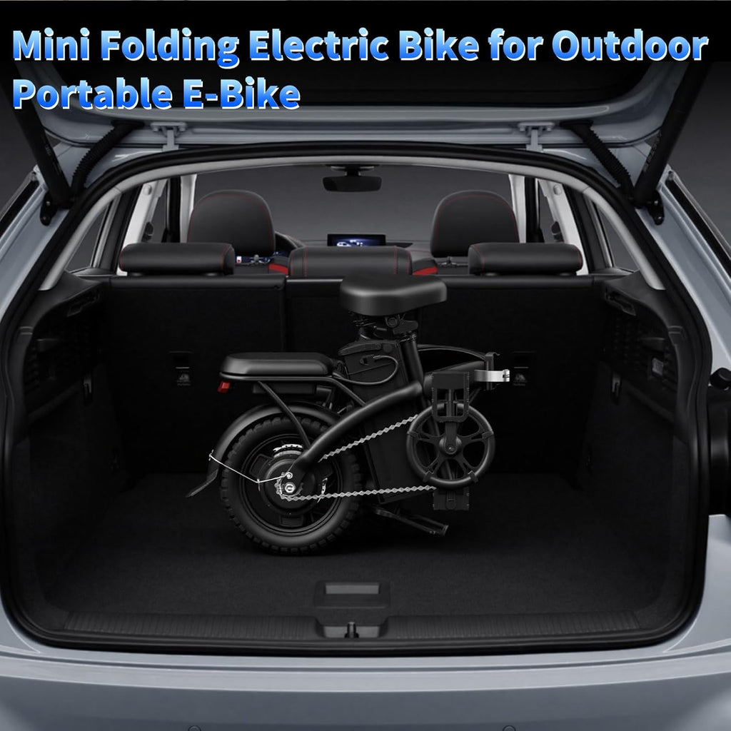 Peak Folding Electric Bike - 1200W/1000W | 25 MPH, 48V 10Ah, 45 Miles Range, 14" Tire Full Suspension