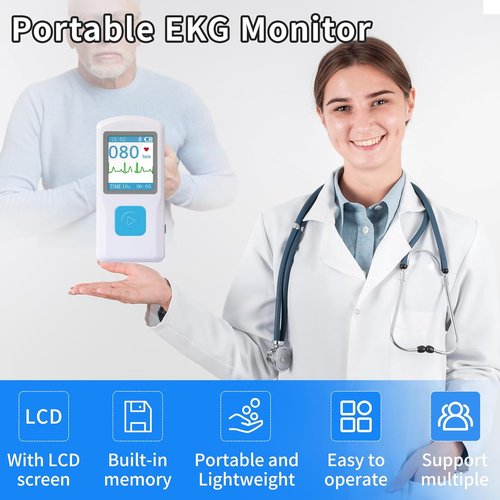 EKG Monitor Device - Portable Heart Rate Monitor with LCD Screen | Instant Results in 30 Seconds