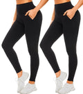 FULLSOFT Soft Black Leggings with Pockets for Women - High Waisted Tummy Control No See Through Workout Clothes for Women Yoga Cycling Pants Fitness Clothing(2 Pack Black(Pockets),Large-X-Large)