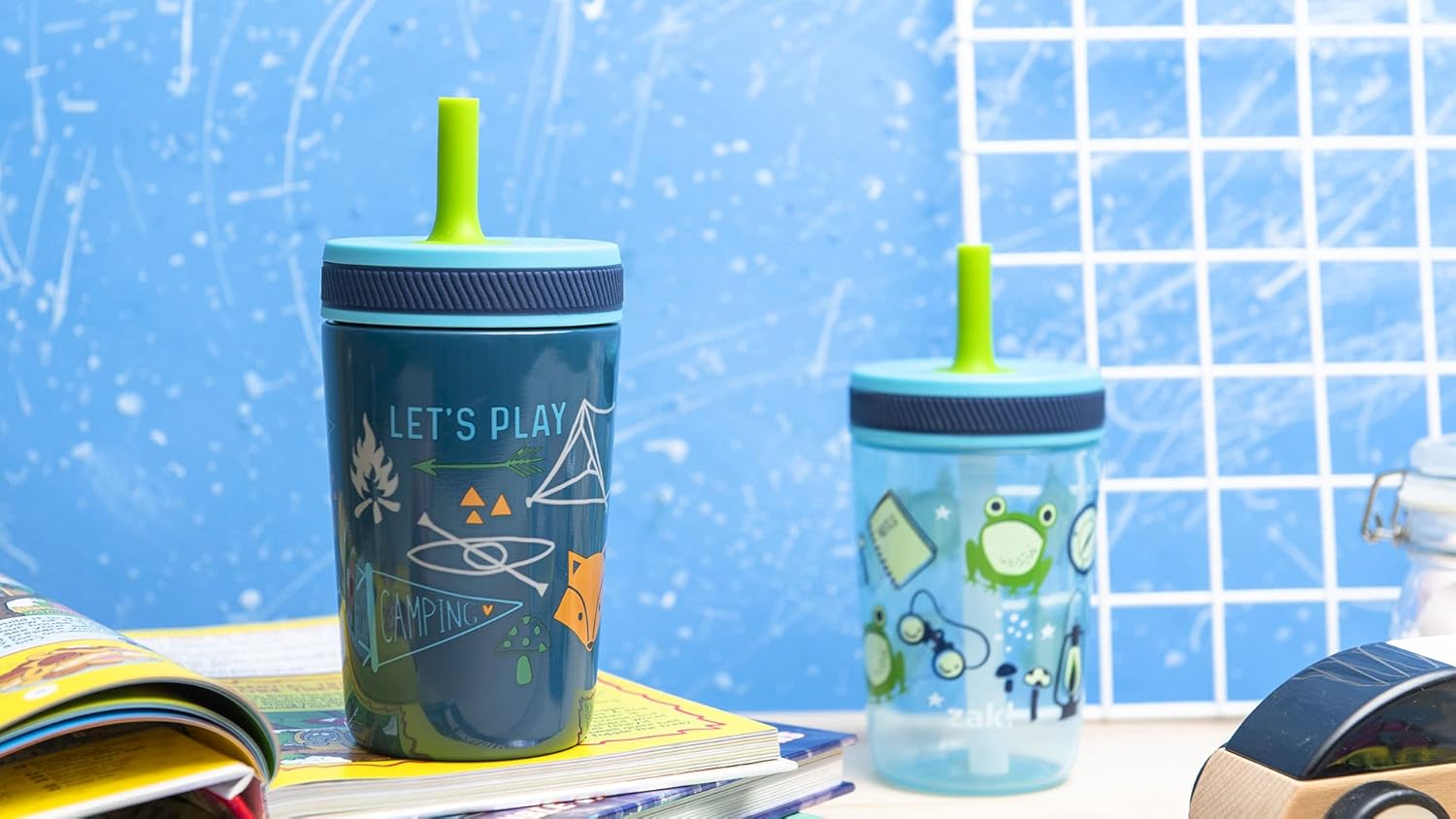 Zak Designs Kelso Tumbler Set - Leak-Proof Kids' Cups with Straw & Bonus Sipper | 3-Piece Non-BPA Bundle