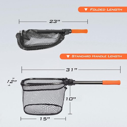 KastKing Brutus Fishing Net - Foldable & Extendable Landing Net | Lightweight EVA Foam Handle, 44lbs Capacity