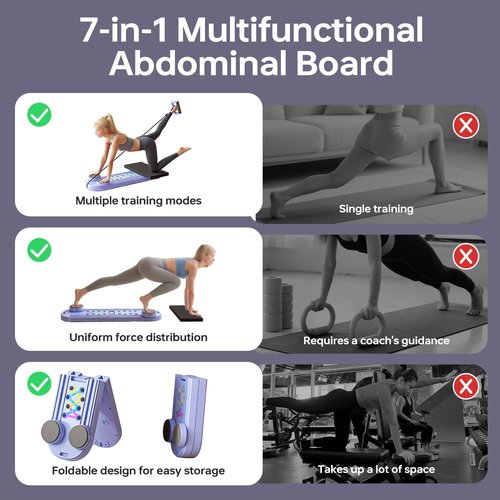 Pilates Board, 7 in 1 Portable Pilates Reformer with Digital Display for Home & Gym, Foldable Multifunctional Pilates Machine, Pilates Equipment for Women, Compact Home Workout Board