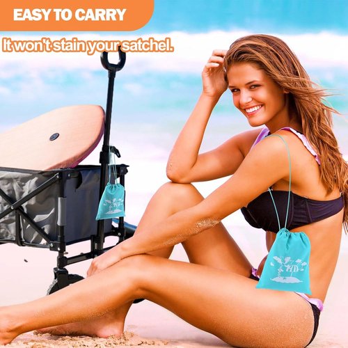 Mity Rain Sand Remover Mitt - Essential Beach Sand Eraser Wipe for Kids & Women | Blue, Talc-Free