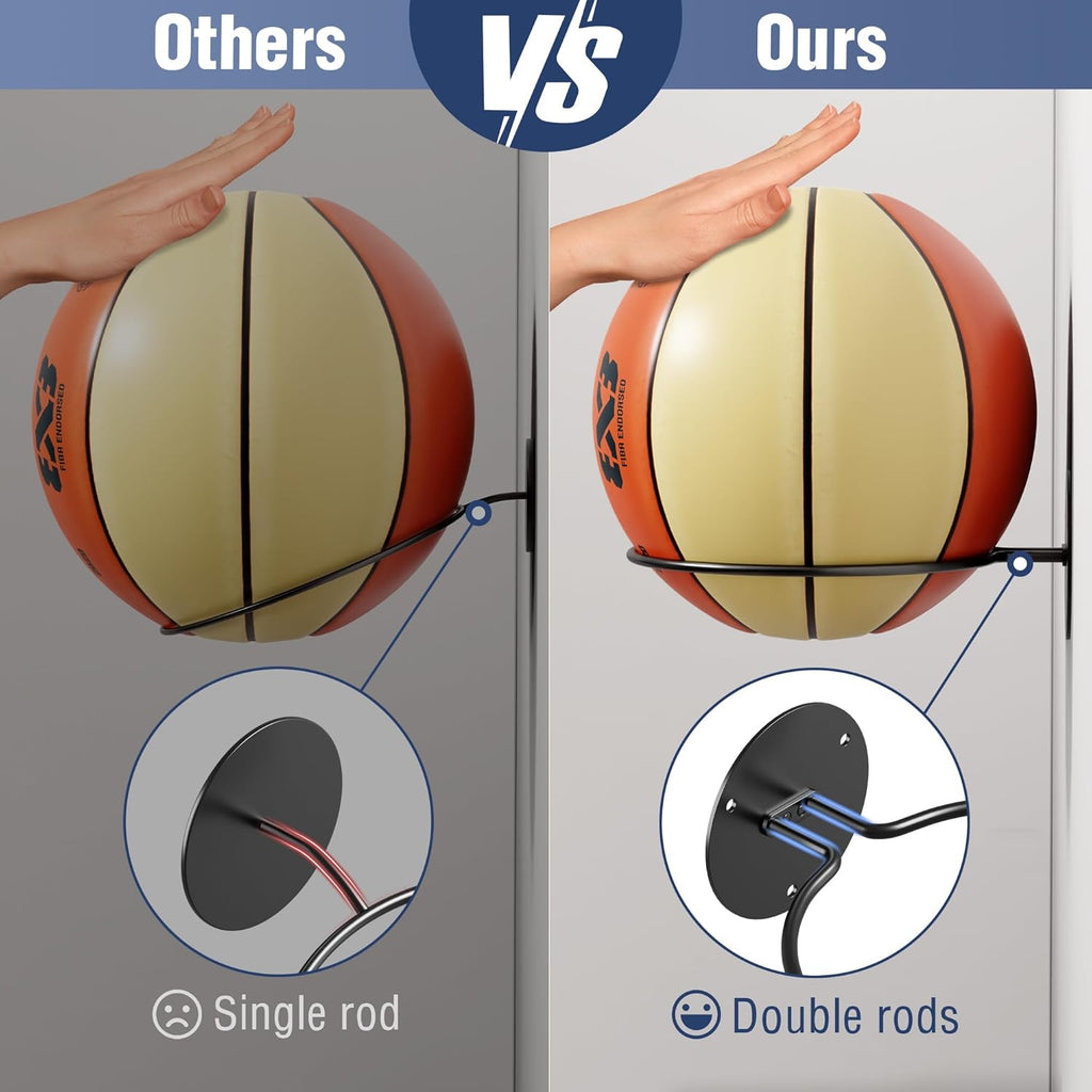 Skiennix Basketball Holder Wall Mount - Stylish Sports Room Decor & Storage Rack for Balls