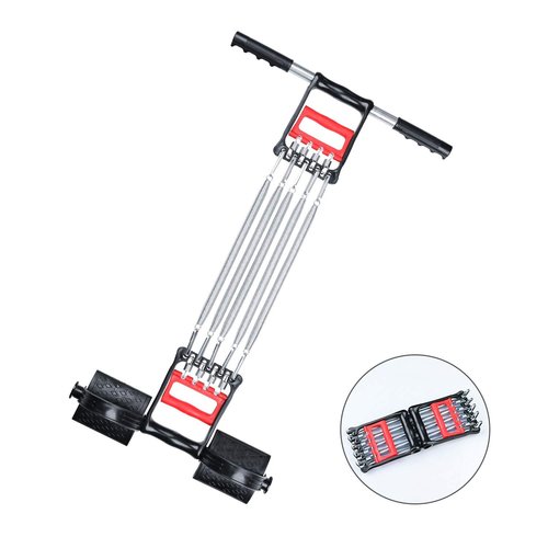 Spring Chest Expander, Tummy Trimmer Hand Gripper 3 in 1 Pull-up Bars Exerciser with 5 Metal Springs, Arm Strength Trainer