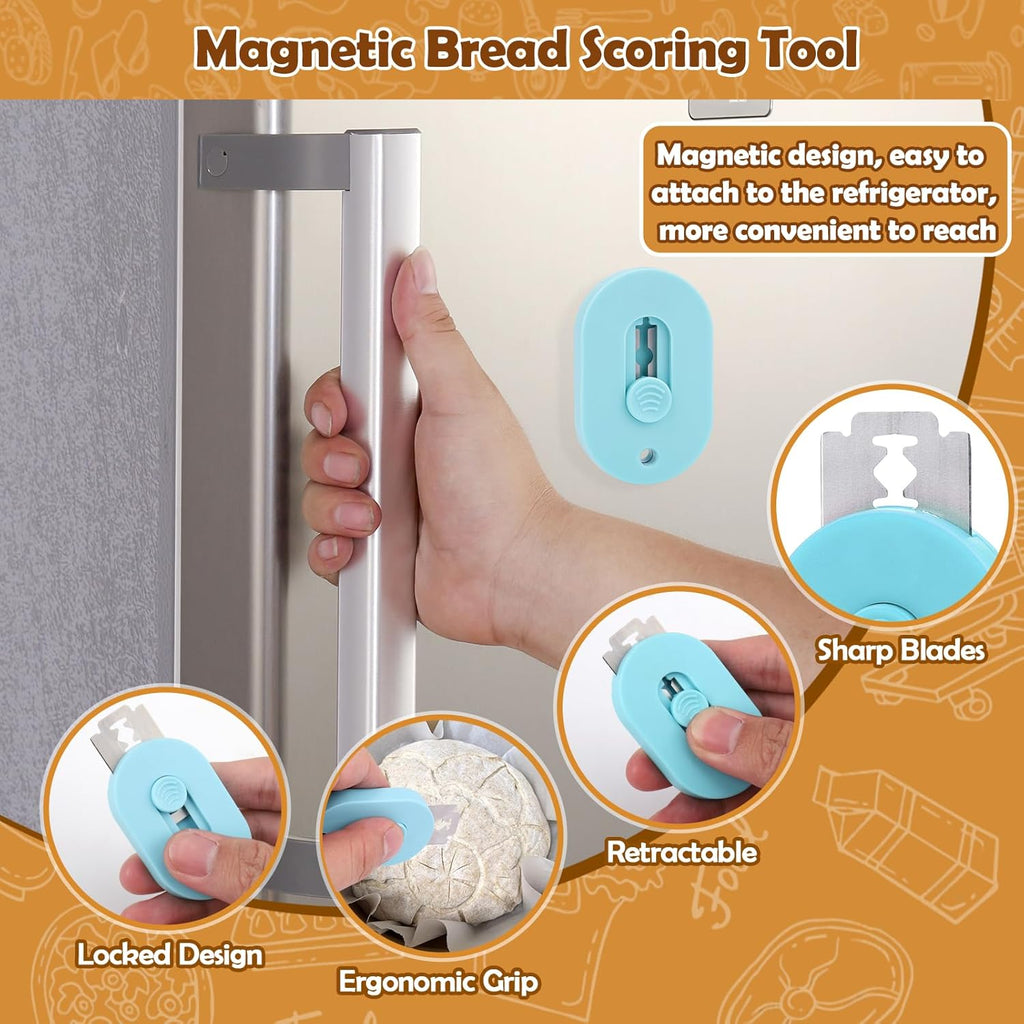 XANGNIER Bread Lame Dough Scoring Tool - Extractable & Magnetic with 5 Razor Blades | Perfect for Sourdough Baking