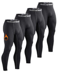 HeliosCloak 4 Pack Men's Thermal Compression Pants Fleece Lined Sports Tights Leggings Winter Athletic Baselayer Bottoms 4Black L