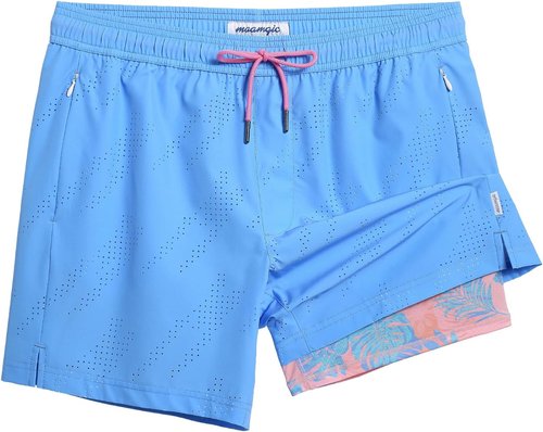 Maamgic Men's Swim Trunks - Quick Dry Board Shorts with Compression Liner & Zipper Pockets | 5 Inch Inseam