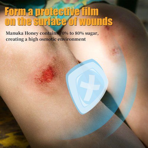 Polynew Impregnated Manuka Honey Calcium Alginate Dressing, 2"x2"-12Pcs/Box, Non-Adherent Calcium Alginate Dressing with Manuka Honey, Natural Wound Care Bandages for Burns, Faster Wound Care