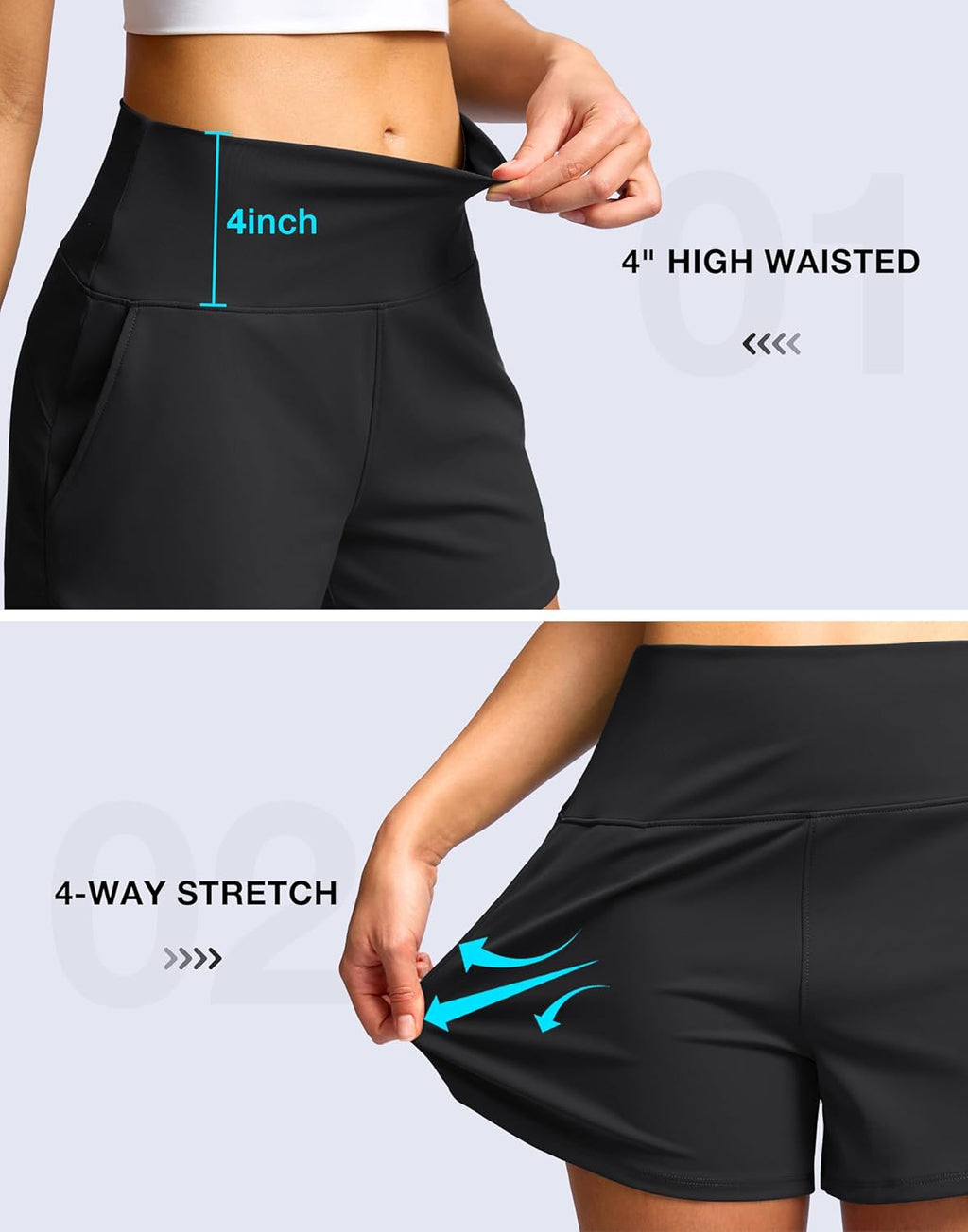 Soothfeel High Waisted Athletic Running Shorts - Tummy Control, Comfy Workout & Hiking | 3.5"/5" Options