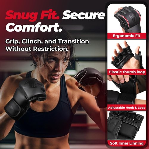 LIBERLUPUS MMA Gloves - Open Palm Sparring Gloves for Men | Durable Synthetic Leather with Wrist Support
