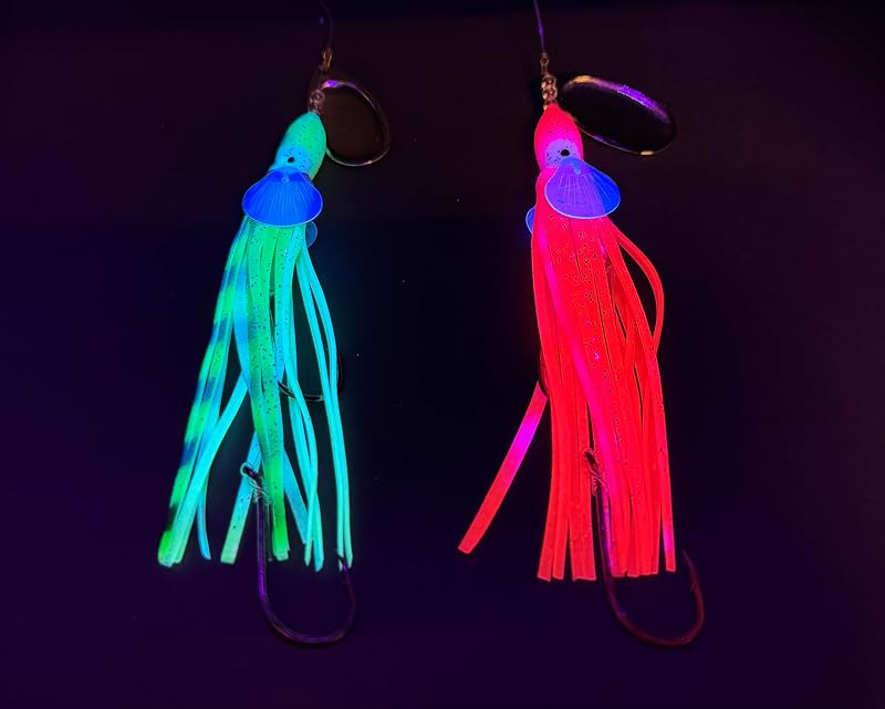 LOCH NESS Tackle Humpy Salmon Lure Kit - UV Gill Double Hooks, 42in Leader, Green/Pink