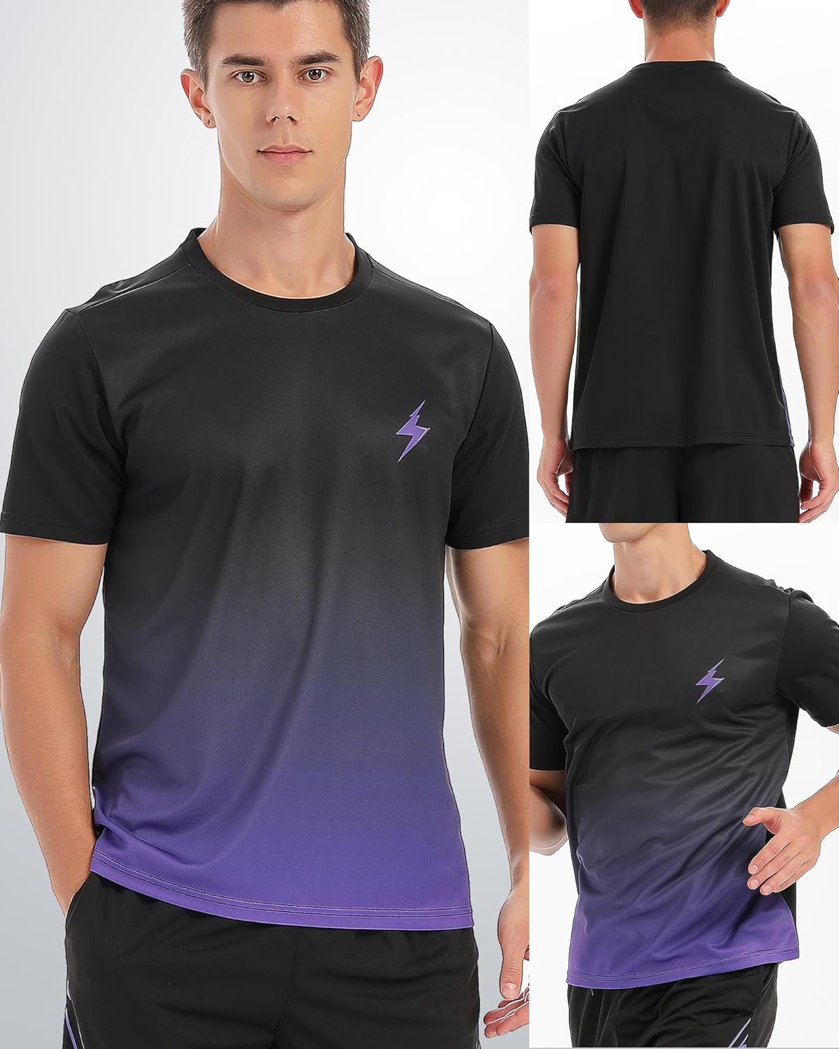 Skiennix 5-Pack Men's Workout Shirts - Quick Dry Athletic Short Sleeve Crew Neck Tees