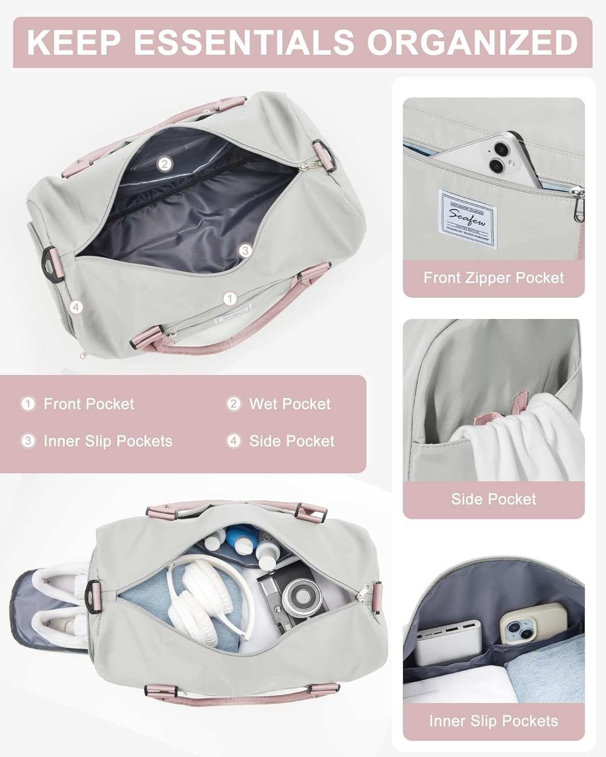 Skiennix Women's Gym Bag - Stylish Travel Duffel Tote for Weekend Adventures | Versatile & Spacious